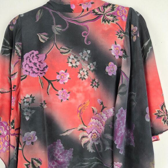 Kobi Halperin Evin Floral V-Neck Silk Open Kimono Altered Romantic Beach Resort‎ - Picture 7 of 8